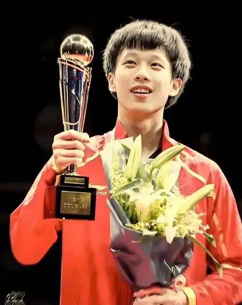 男子乒乓球选手意气风发夺冠的简单介绍
